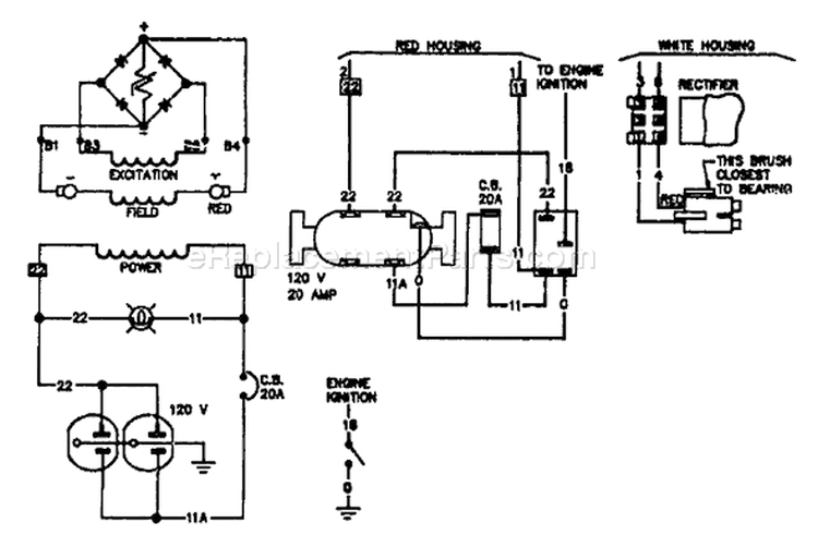 Page E Diagram and Parts List for 8921-0  Briggs and Stratton Generator